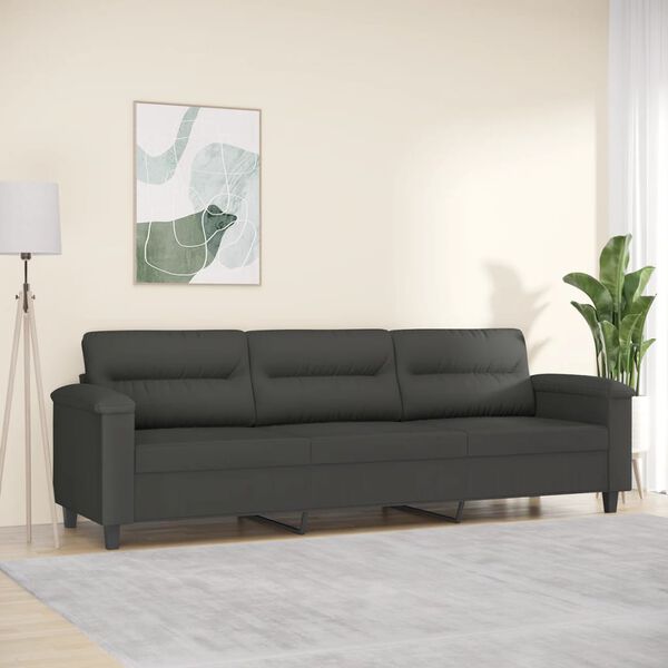 vidaXL 3-osobowa sofa, ciemnoszary, 210 cm, tapicerowana mikrofibrą