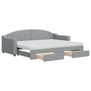 vidaXL Sofa rozsuwana z szufladami, jasnoszara, 80x200 cm, tkanina