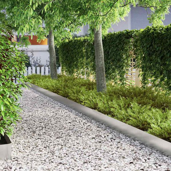 vidaXL Krawężnik do trawnika 4 pcs Srebrny 450 x 0.05 x 15 cm