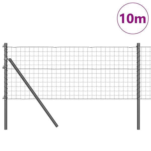 vidaXL Ogrodzenie z słupkiem Szary 0,6 x 10 m Stal i PVC