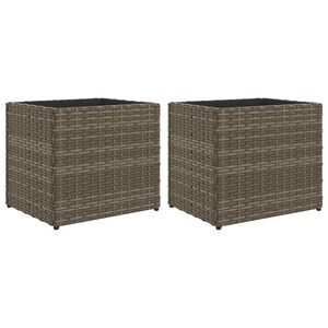 vidaXL Donice ogrodowe, 2 szt., szare, 36x30x32 cm, polirattan