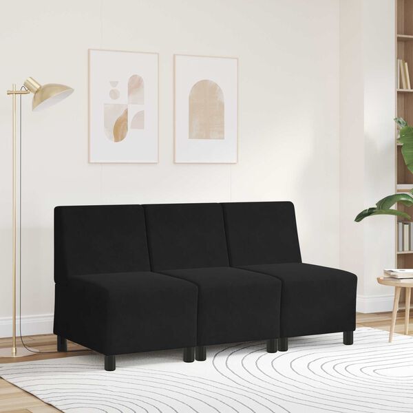 vidaXL | Modułowa sofa bez podłokietnik&oacute;w | Czarny 55 x 74 x 82 cm Aksamit