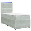 vidaXL Ł&oacute;żko z box spring LED z materacem jasnoszary 90 x 190 cm Welur