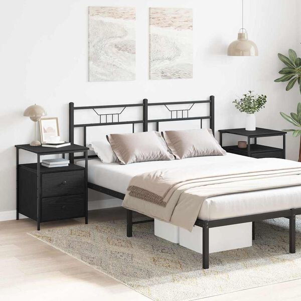 vidaXL Szafka Nocna z szufladą 2 pcs Czarny Dąb 34 x 35,5 x 50 cm