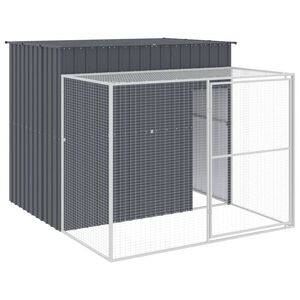 vidaXL Buda dla psa, z wybiegiem, antracytowa, 214x253x181 cm, stal