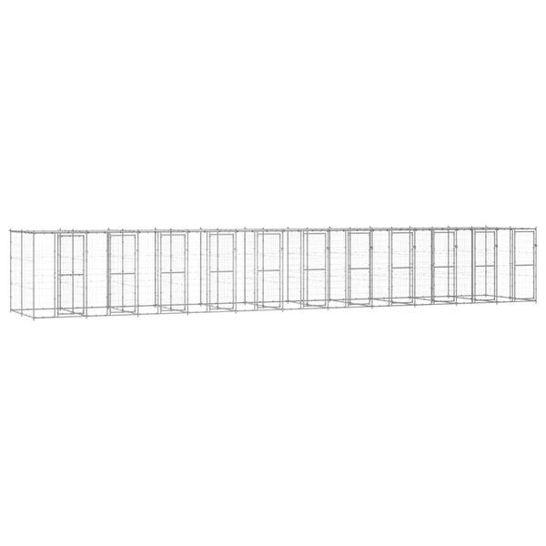 vidaXL Kojec dla psa, z zadaszeniem, stal galwanizowana, 26,62 m&sup2;
