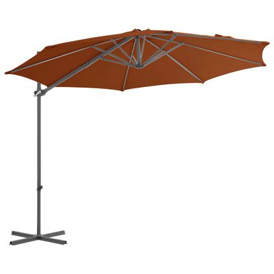 vidaXL Wiszący parasol na słupku stalowym, terakotowy, 300 cm