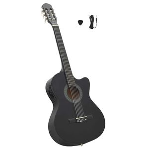 vidaXL Gitara klasyczna z wycięciem, 6 strun i equalizer, czarna