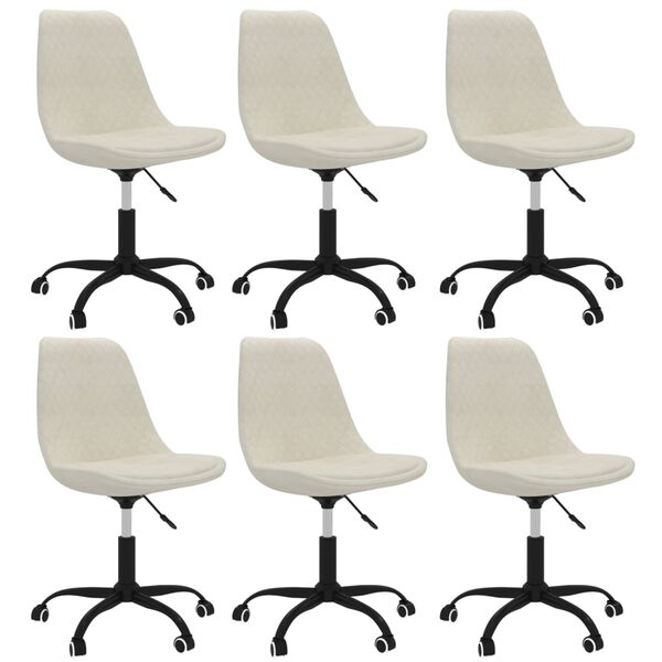 vidaXL Obrotowe krzesła stołowe, 6 szt., kremowe, obite tkaniną