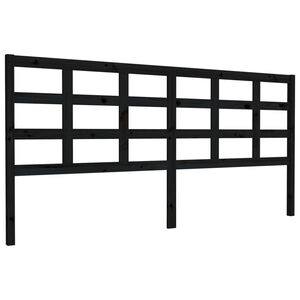 vidaXL Wezgłowie ł&oacute;żka, czarne, 205,5x4x100 cm, lite drewno sosnowe