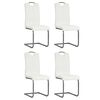 vidaXL Krzesła stołowe, wspornikowe, 4 szt., białe, sztuczna skóra