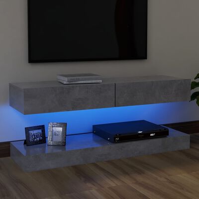 vidaXL Szafka pod TV z oświetleniem LED, szarość betonu, 120x35 cm
