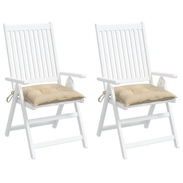 vidaXL Poduszki na krzesła, 2 szt., beżowe, 40x40x7 cm, tkanina