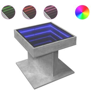 vidaXL Stolik kawowy z LED, szarość betonu, 50x50x45 cm