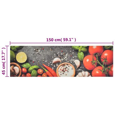 vidaXL Dywanik kuchenny, wzór w warzywa, 45x150 cm, aksamit