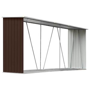 vidaXL Wiata na drewno, stal galwanizowana, 330 x 84 x 152 cm, brązowa