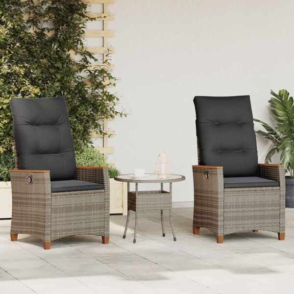 vidaXL Krzesło ogrodowe z regulowanym oparciem Szary i ciemnoszary