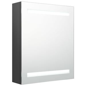 vidaXL Szafka łazienkowa z lustrem i LED, szara, 50x14x60 cm