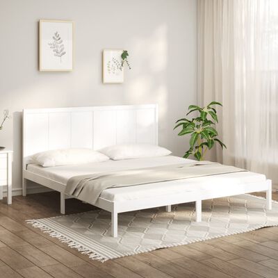 vidaXL Rama łóżka, biała, lite drewno sosnowe, 180x200 cm