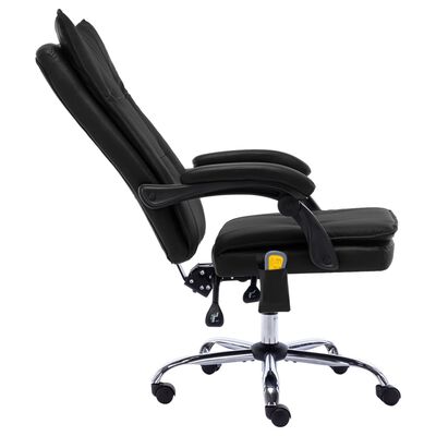 vidaXL Krzesło biurowe z funkcją masażu, czarne, obite sztuczną skórą