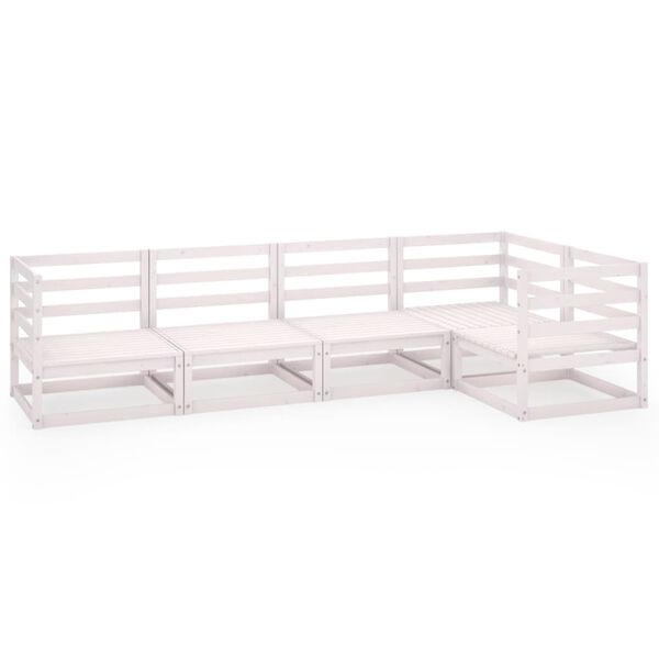 vidaXL 5-cz. zestaw mebli wypoczynkowych do ogrodu, biały, sosnowy