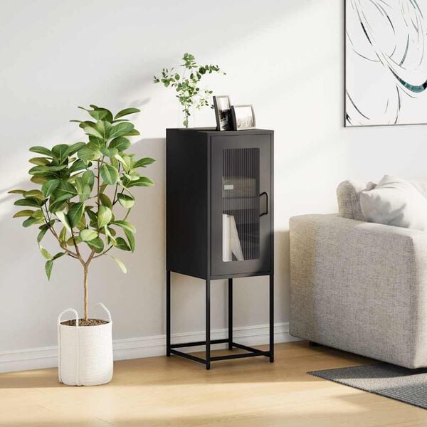 vidaXL Komoda Czarna 36x39x107 cm Stal walcowana na zimno