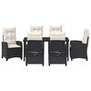 vidaXL Zestaw do jadalni w ogrodzie z poduszką 7 pcs Czarny polirattan
