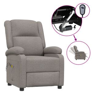 vidaXL Elektryczny fotel masujący, taupe, tkanina