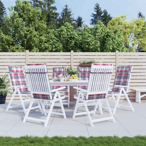 vidaXL Poduszki na krzesła z wysokim oparciem, 6 szt., czerwona krata