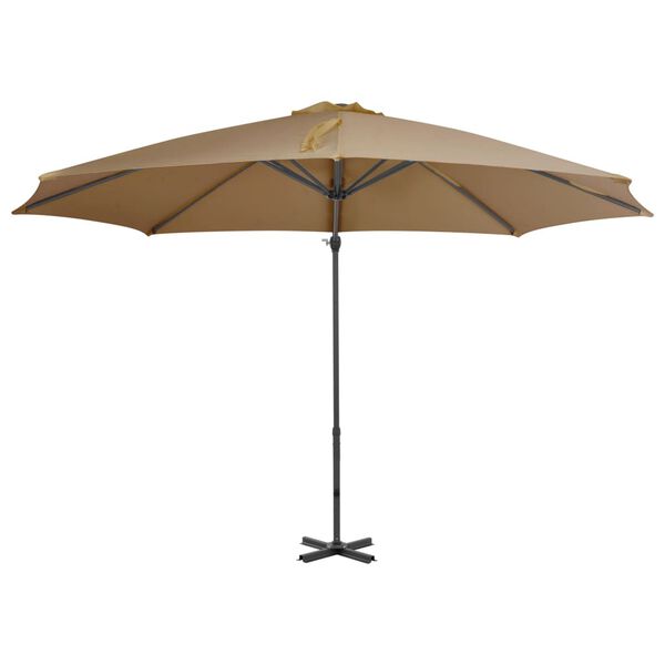 vidaXL Parasol wiszący z aluminiowym słupkiem, 300 cm, taupe