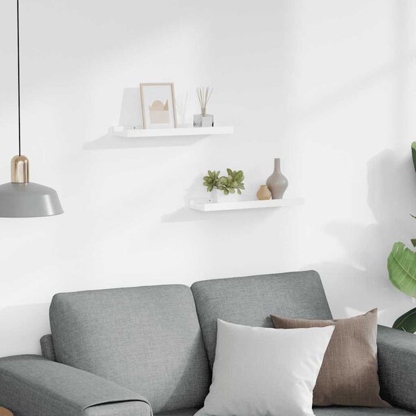 vidaXL P&oacute;łki ścienne na zdjęcia, 2 szt., białe, 40x9x3 cm, MDF