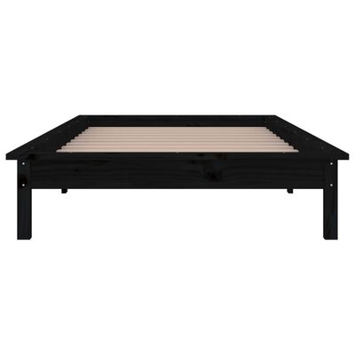 vidaXL Rama łóżka z LED, czarna, 100x200 cm, lite drewno