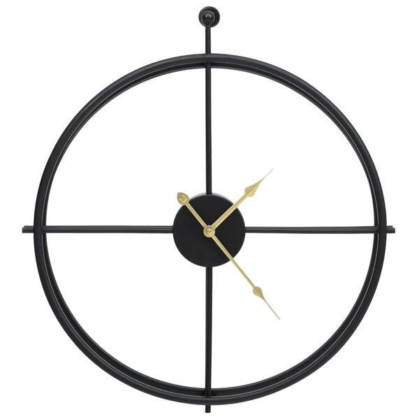 vidaXL Zegar ścienny, czarny, 52 cm, żelazo