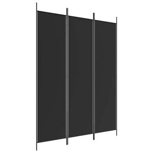 vidaXL Parawan 3-panelowy, czarny, 150x200 cm, tkanina