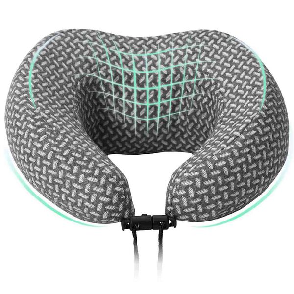 vidaXL Poduszka podr&oacute;żna na szyję Szary 30 x 28 x 14 cm Poliester