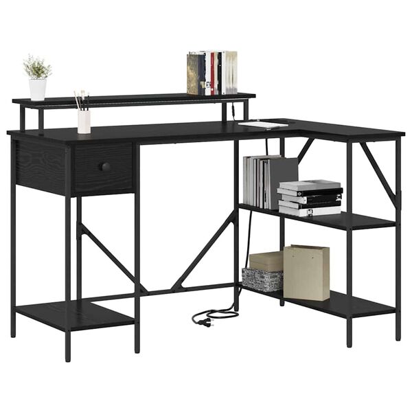 vidaXL Biurko Czarny Dąb 120 x 79 x 86,5 cm Materiał drewnopochodny