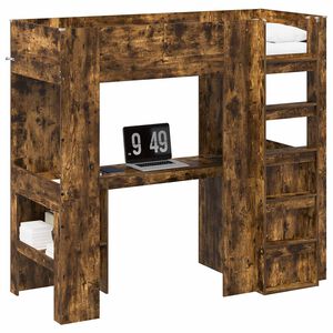 vidaXL Rama ł&oacute;żka piętrowego z biurkiem Dąb wędzony 75 x 190 cm