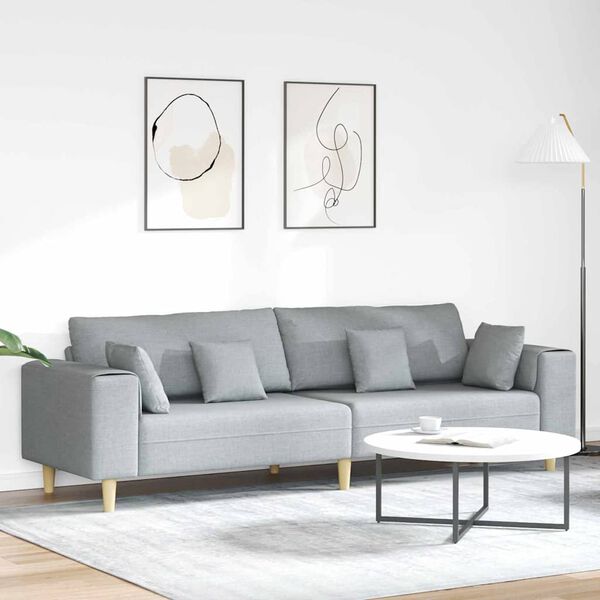 vidaXL Sofa z poduszką Jasnoszary 250 x 77 x 76 cm tkanina