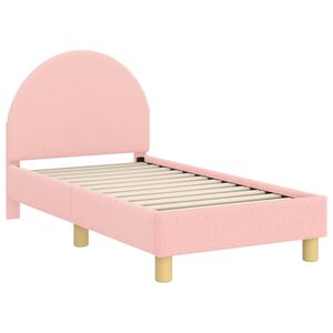vidaXL Stelaż ł&oacute;żka dla malucha z oparciem r&oacute;żowy 70 x 140 cm Boucl&eacute;
