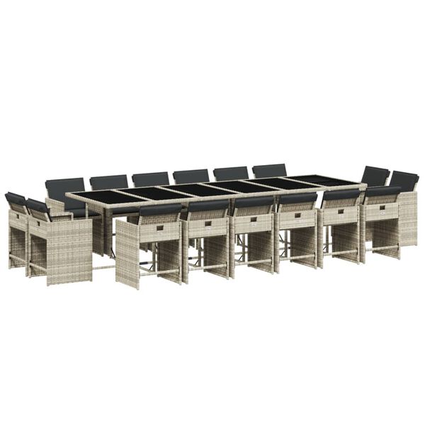 vidaXL 17-cz. zestaw mebli ogrodowych z poduszkami, jasnoszary