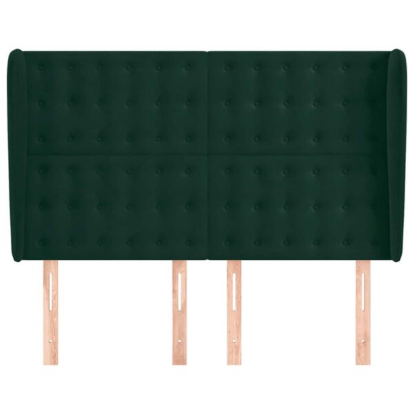 vidaXL Zagł&oacute;wek uszak, ciemnozielony, 147x23x118/128 cm, aksamit