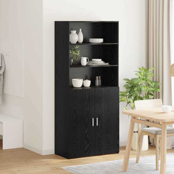vidaXL Highboard Czarny Dąb 80 x 42,5 x 185 cm Materiał drewnopochodny