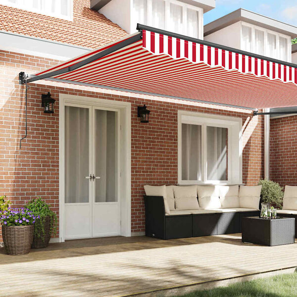 vidaXL Markiza zwijana Czerwony i Biały 500 &times; 300 cm Tkanina i Metal
