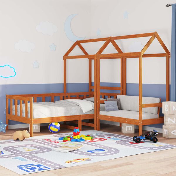 vidaXL Zestaw Ł&oacute;żka Dziennie 3 pcs Woskowy Brąz Lite drewno sosnowe