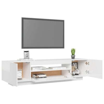 vidaXL Szafka TV z oświetleniem LED, biel z połyskiem, 160x35x40 cm
