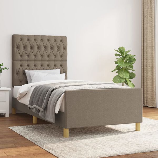 vidaXL Rama ł&oacute;żka bez materaca Taupe 90x190 cm Tkanina