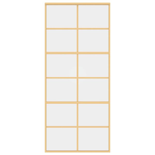 vidaXL Drzwi przesuwne, złote, 90x205 cm, przezroczyste szkło ESG