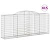 vidaXL Kosze gabionowe, 15 szt, 300x50x120/140cm, galwanizowane żelazo