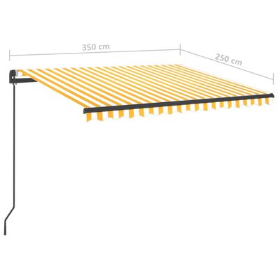 vidaXL Ręcznie zwijana markiza z LED, 3,5x2,5 m, żółto-biała