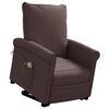vidaXL Podnoszony fotel masujący, ciemnobrązowy, obity tkaniną